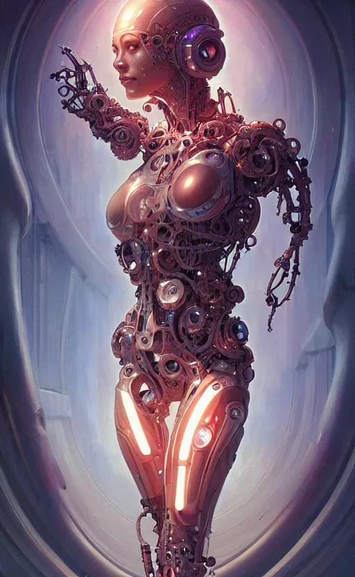 Image similar to Cyborg biomechanical jellyfish female deity, sci-fi, highly detailed, digital painting, artstation, concept art, smooth, sharp focus, illustration, art by artgerm and greg rutkowski and alphonse mucha