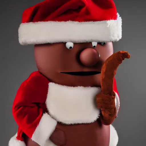 Prompt: uhd candid photo of mr. hankey the christmas poo, with accurate face, uhd, studio lighting, correct face, photo by annie leibovitz