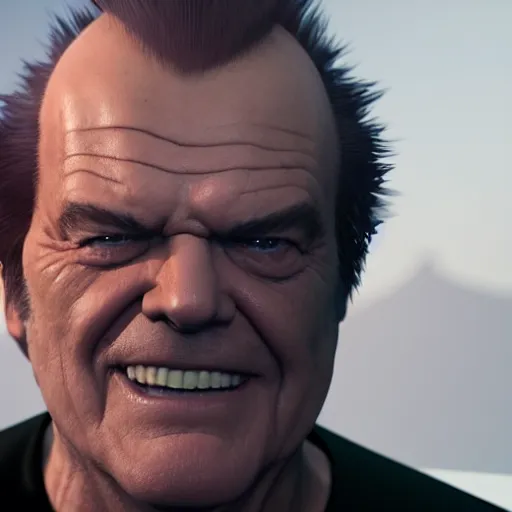 Image similar to Jack Nicholson as a Final Fantasy protagonist rendered with octane, Ray Tracing lighting, award winning photography, unreal engine