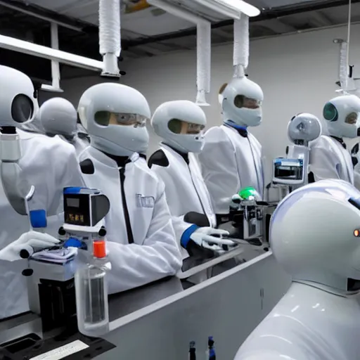 Image similar to a laboratory where humans are turned into robots