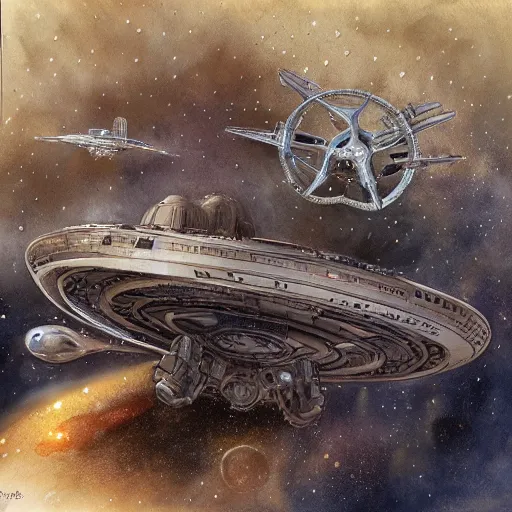 Image similar to starship enterprise by jean - baptiste monge