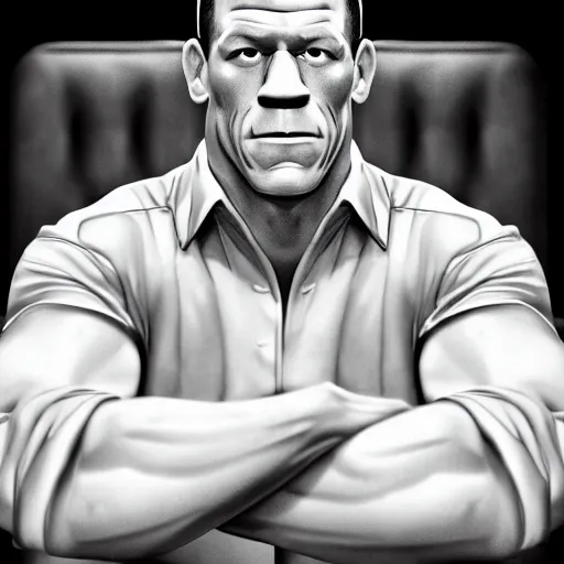 Image similar to john cena sitting at a table in a mao suit crying about the fact that his social credit score has gone down for the 5 0 th time this week realistic hyperrealistic 4 k resolution 8 k resolution highly detailed very detailed extremely detailed hd quality detailed face very detailed face extremely detailed face trending on artstation