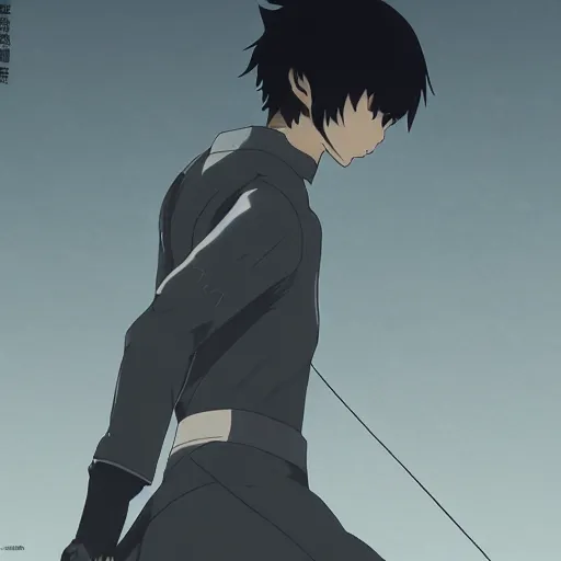 Image similar to fencer, anime style, dark, makoto shinkai, animated, animation, detailed, illustration, moody