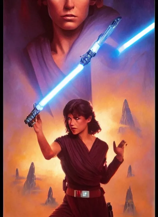 Prompt: epic cinematic poster artwork for featuring portraits for lost star wars film 1 9 9 0 moody painting by drew struzan, beautiful backlit, epic award winning, artstation, extremely detailed, photorealistic, 4 k