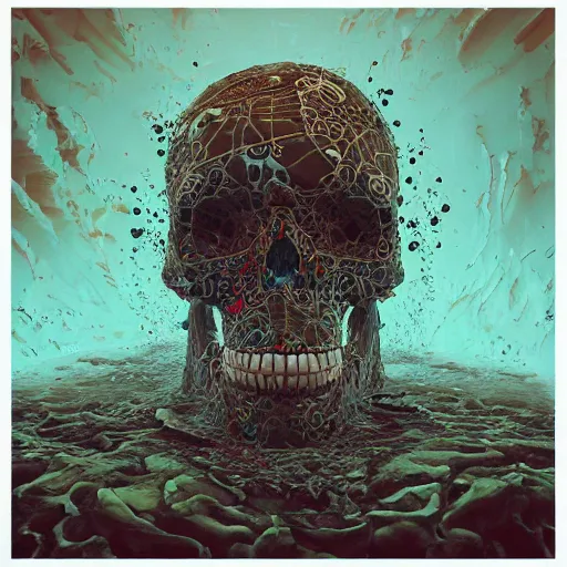 Image similar to portrait_of_a_melting_skull._intricate_abstract._psychedelic_liquod_embossed_intricate_artwork._by_Tooth_Wu_wlop_beeple_dan_mumford._octane_render_trending_on_artstat