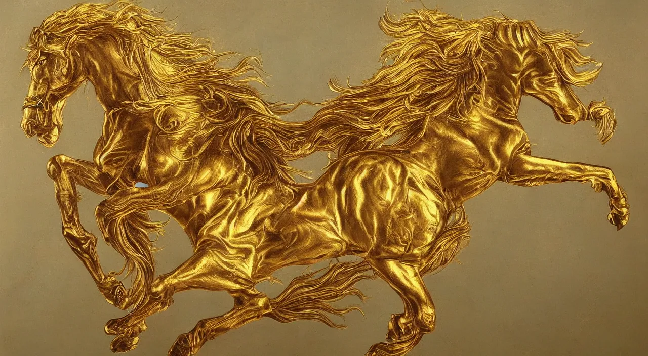 Image similar to a beautiful golden pegasus, realistic, detailed, painting