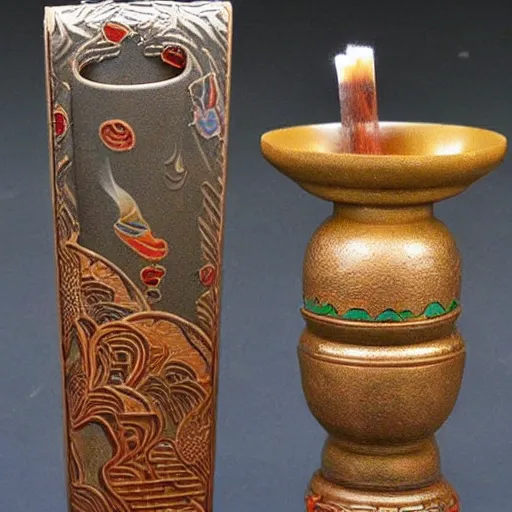 Prompt: Japanese and Persian style incense burners