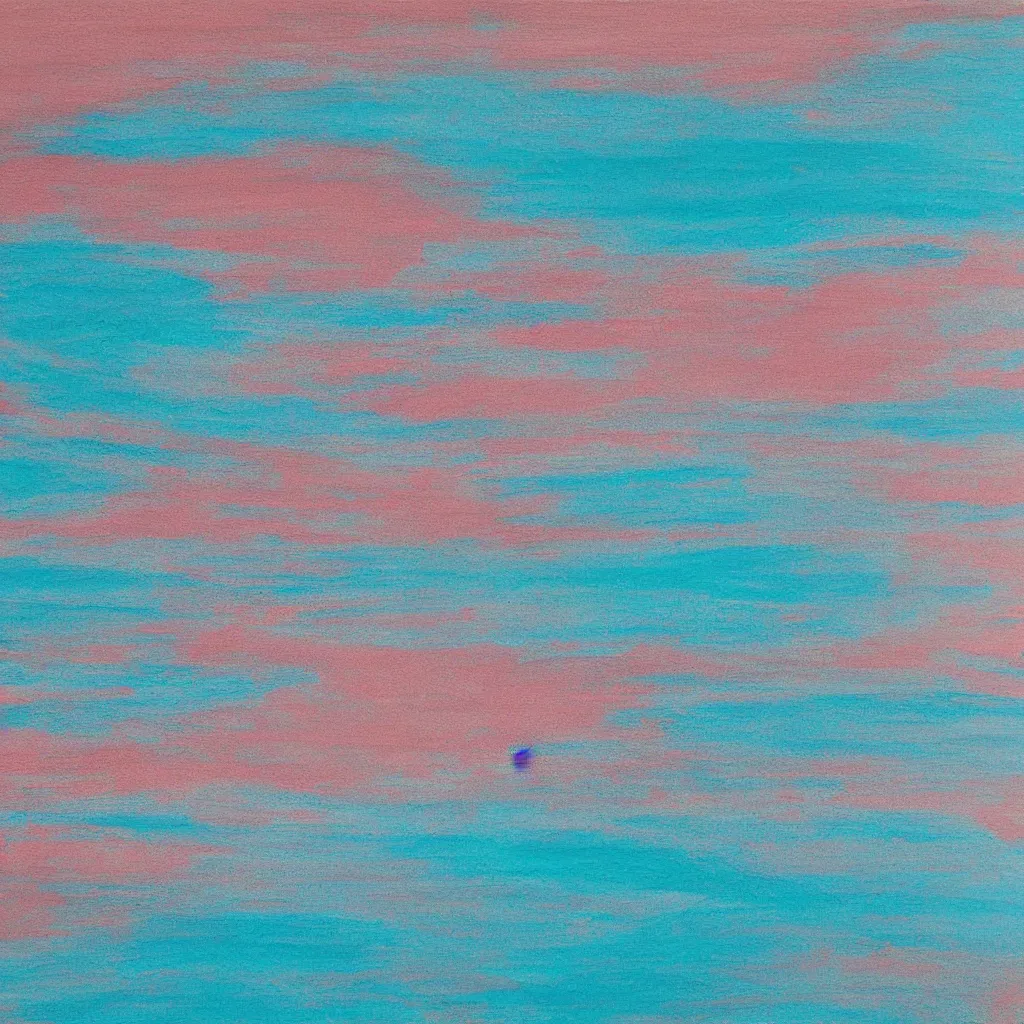 Image similar to minimalist painting in neutral tones of ocean waves, water, with colors turquoise, pink, grey, gold