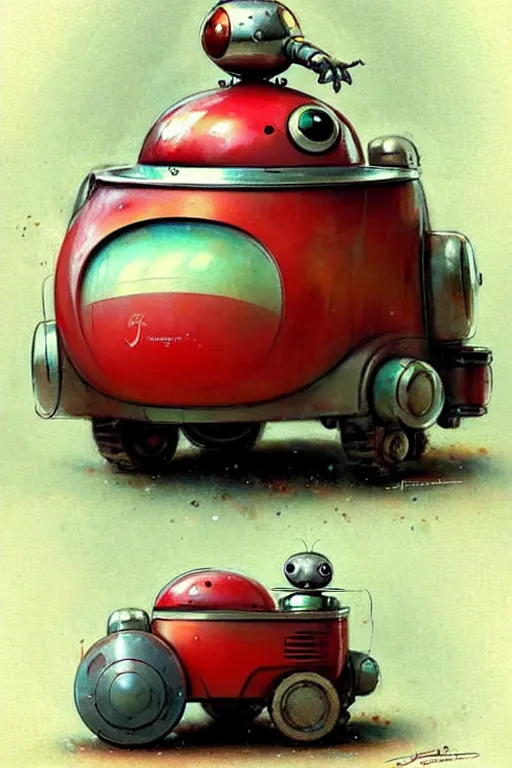 Image similar to ( ( ( ( ( 1 9 5 0 s retro future android robot fat robot ladybug wagon. muted colors., ) ) ) ) ) by jean - baptiste monge,!!!!!!!!!!!!!!!!!!!!!!!!!