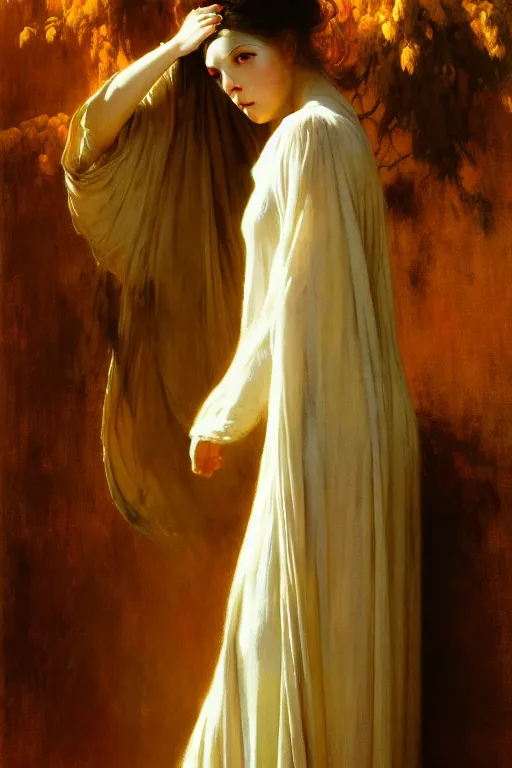 Prompt: a full body portrait of a good - lookiung girl wearing long loose gown, high detail, cleary see face, by gaston bussiere, bayard wu, greg rutkowski, odd nerdrum, maxim verehin, dan dos santos, masterpiece, sharp focus, cinematic lightning