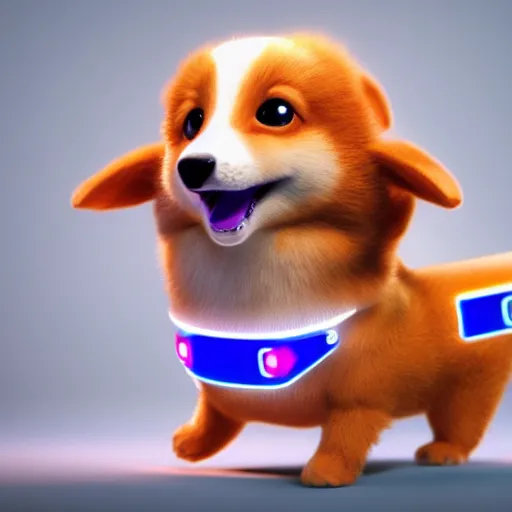 Prompt: A cute corgi robot that is gleefully wagging it’s tail, illustration, 4k