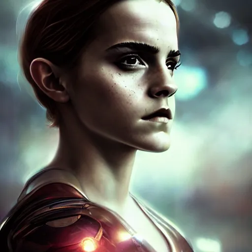 Prompt: emma watson cyborg, chrome, reflect, fantasy atmospheric lighting, painted, voluptuous, menacing, intricate, volumetric lighting, beautiful, rich deep colours masterpiece, sharp focus, ultra detailed, by leesha hannigan, ross tran, thierry doizon, kai carpenter, ignacio fernandez rios