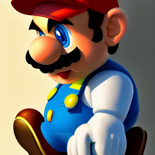 Prompt: Super Mario, closeup character art by Donato Giancola, Craig Mullins, digital art, trending on artstation