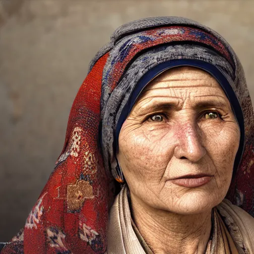Prompt: hyperrealistic mixed media high resolution image of a beautiful Kurdish grandmother, stunning 3d render inspired art by István Sándorfi and Greg Rutkowski and Unreal Engine, perfect symmetry, 8k octane beautifully detailed render, post-processing, extremely hyper-detailed, intricate, epic composition, highly detailed attributes, highly detailed atmosphere, full body shot, cinematic lighting, masterpiece, trending on artstation, very very detailed, masterpiece, stunning, perfection,