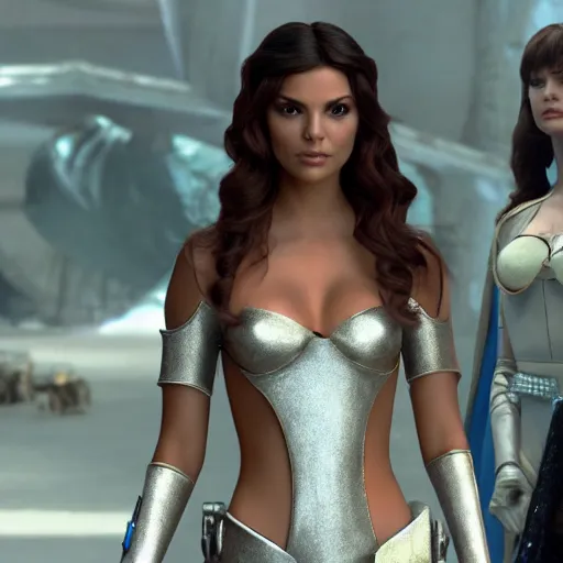 Image similar to victoria justice with the body shape of lizzo as princess padme in star wars : revenge of the sith, 8 k resolution, cinematic lighting, anatomically correct