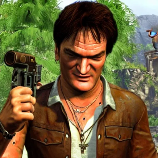 Image similar to quentin tarantino in the video game uncharted