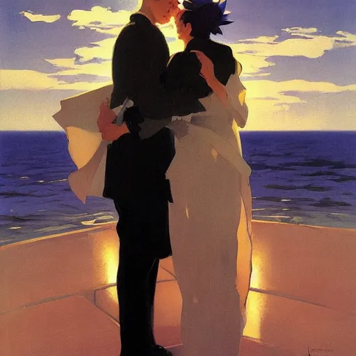 Prompt: NIGHT SEA, moon, DARK SCHEME, by studio ghibli painting,by Joaquin Sorolla rhads Leyendecker, by Ohara Koson and Thomas, cloud.