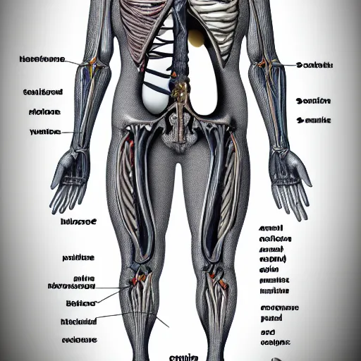 Prompt: biological anatomical diagram of a minion labelling its anatomy and organs