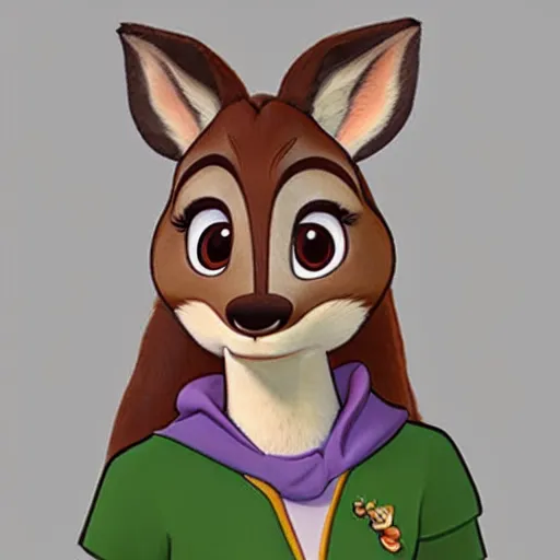 Prompt: female, anthropomorphic deer, style of disney princess and zootopia