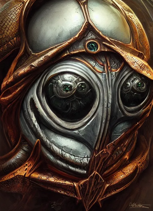 Image similar to subway train mf doom reptile eyes, metal subway train skin. intricate, elegant, highly detailed, centered, digital painting, artstation, concept art, smooth, sharp focus, illustration, artgerm, tomasz alen kopera, peter mohrbacher, donato giancola, joseph christian leyendecker, wlop, frank frazetta