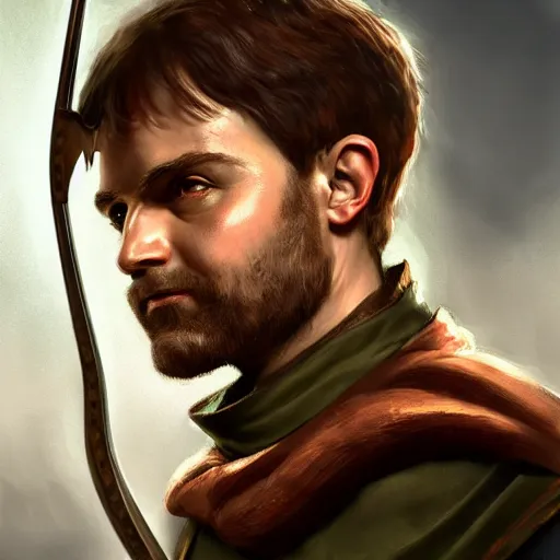 Image similar to Alfred Nobel as Robin Hood, 4k, artstation, cgsociety, award-winning, masterpiece, stunning, beautiful, glorious, powerful, fantasy art