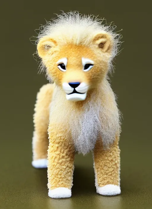 Image similar to 80mm resin detailed miniature of fluffy lion cub, Product Introduction Photos, 4K, Full body, simple background