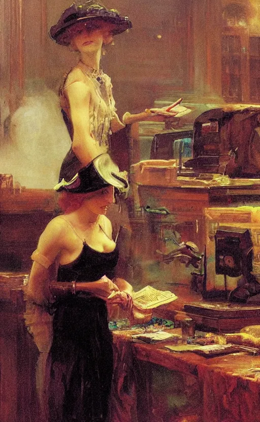 Image similar to the grime reaper working the cash register at the local walmart by john blanche and delphin enjolras and daniel f. gerhartz