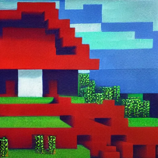 Image similar to minecraft, oil painting