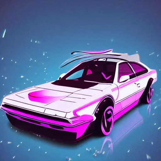 Image similar to vaporwave car