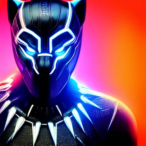 Image similar to Cyberpunk Black Panther, close up shot, neon, cyborg, futuristic, photorealistic, 8K,