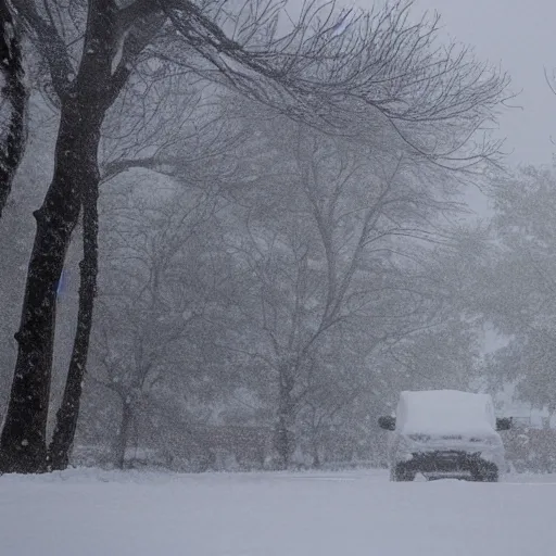 Image similar to A realistic photo of the ice age taken during a huge snow storm