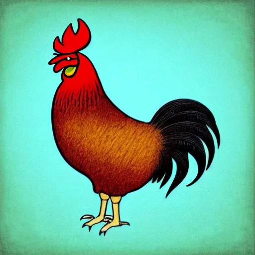 Image similar to a drawing of a rooster on a white background, a computer rendering by rosa bonheur, shutterstock, cloisonnism, photoillustration, sabattier filter, logo