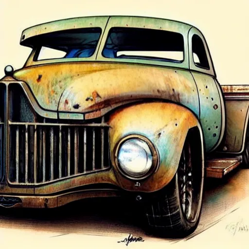 Image similar to (((((1950s ratrod . muted colors.))))) by Jean-Baptiste Monge !!!!!!!!!!!!!!!!!!!!!!!!!!!