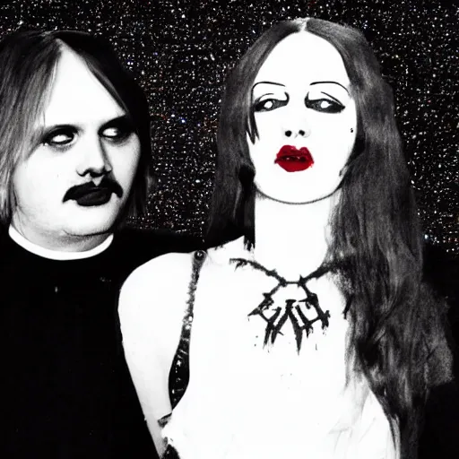 Prompt: a man standing next to a woman on a red carpet, a picture by george manson, tumblr, international gothic, freakshow, hellish background, gothic