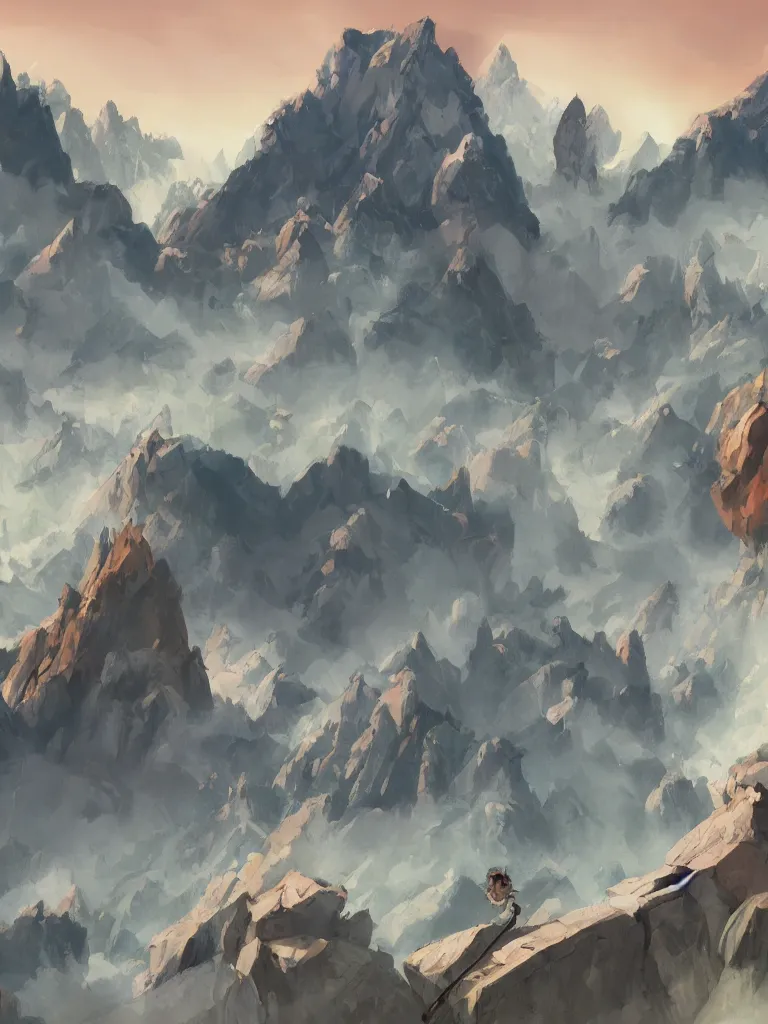 Image similar to moving mountains by disney concept artists, blunt borders, rule of thirds