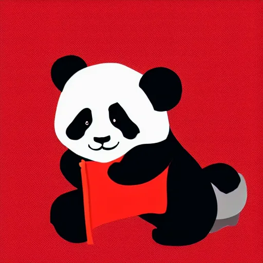 Prompt: vector art of cute panda hugging welsh dragon welsh flag, adobe illustrator