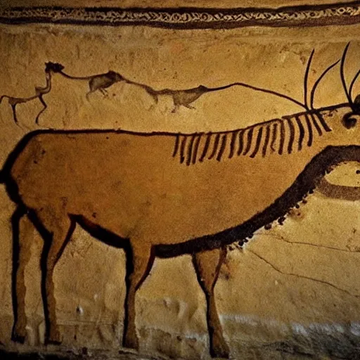 Prompt: a king, cave paintings, pre - historic, lascaux, primitive, cave art style