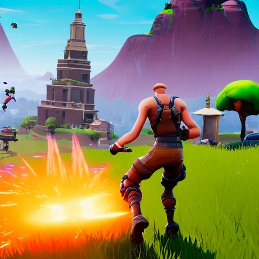 Image similar to fortnite jonesy destroying the twin towers