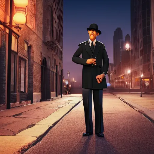 Image similar to a picture of a man with the face of a brown llama, wearing a 1 9 4 0's noire detective outfit, standing in the streets of chicago at night, 4 k octane render highly realistic photograph