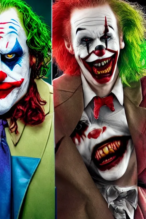 Image similar to joker versus it clown