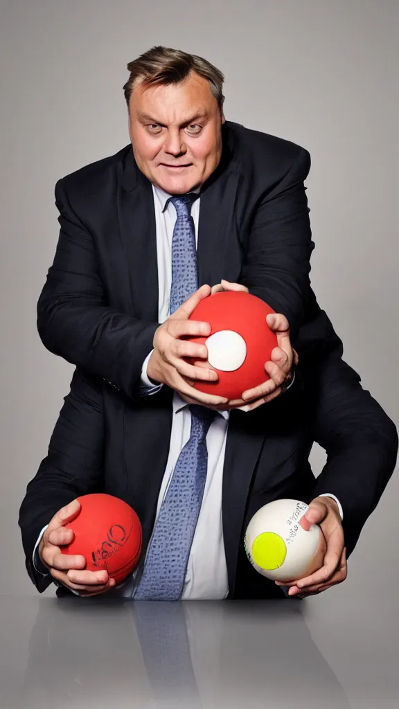 Image similar to ed balls, holding balls