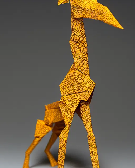 Image similar to an origami giraffe by akira yoshizawa, realistic, very detailed, complex, intricate, studio lighting, bokeh, sigma 5 0 mm f 1. 4