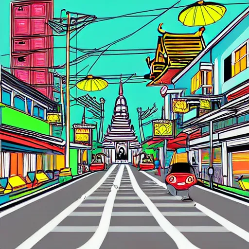 Image similar to a bangkok street background illustrated by albito mielgo - w 1 0 2 4