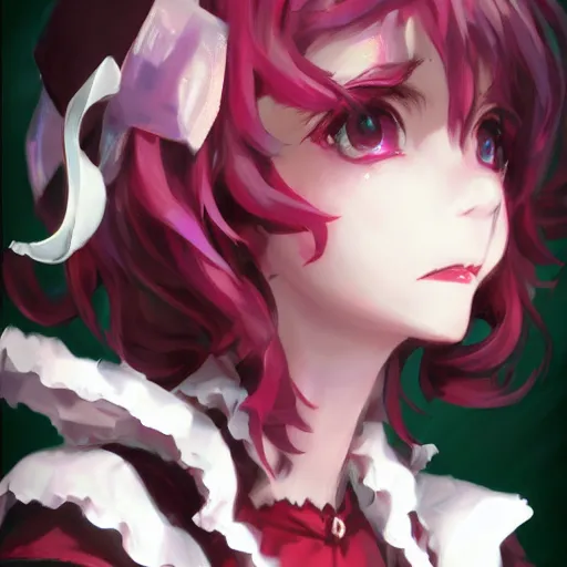 Image similar to full headshot portrait of Remilia Scarlet from Touhou, drawn by WLOP, by Avetetsuya Studios, attractive character, colored sketch anime manga panel, Remilia Scarlet from Touhou, trending on artstation