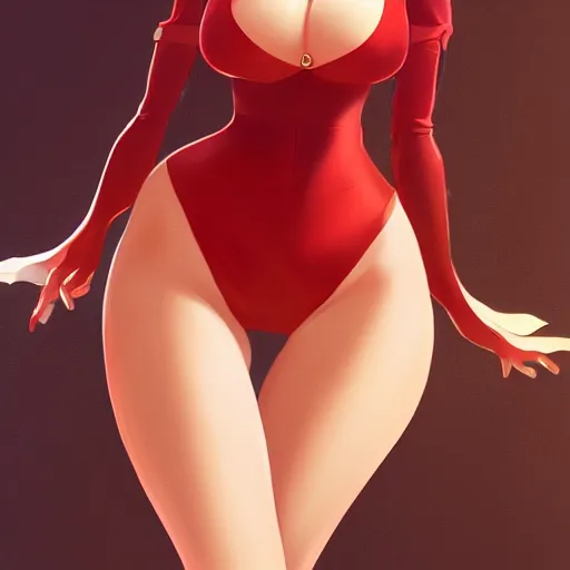 Prompt: full body character design of a beautiful anime girl in a red tight suit, elegant, highly detailed, digital painting, artstation, smooth, soft focus, art by WLOP and asanagi