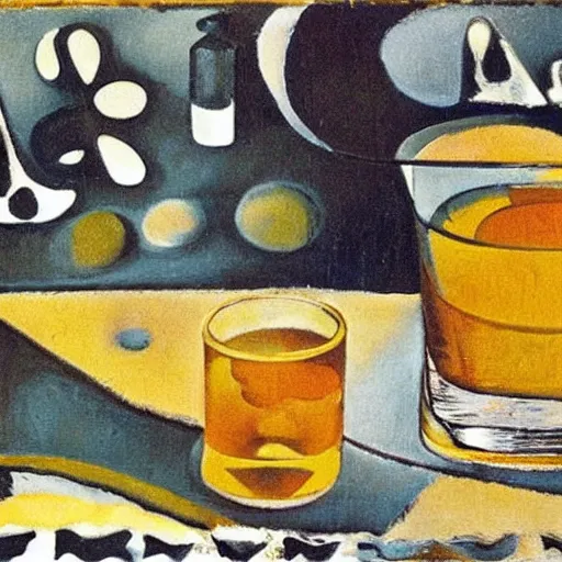 Prompt: whiskey by georges braque