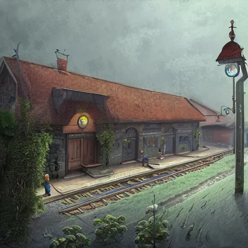 Image similar to Train station, artwork by Gediminas Pranckevicius,