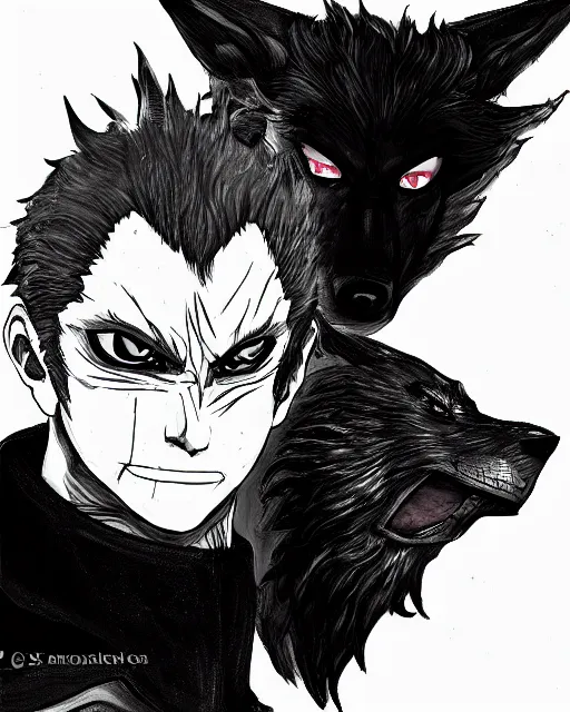 Image similar to Werewolf of ashes and smoke. Portrait in Persona 5, Persona 5 style, anime