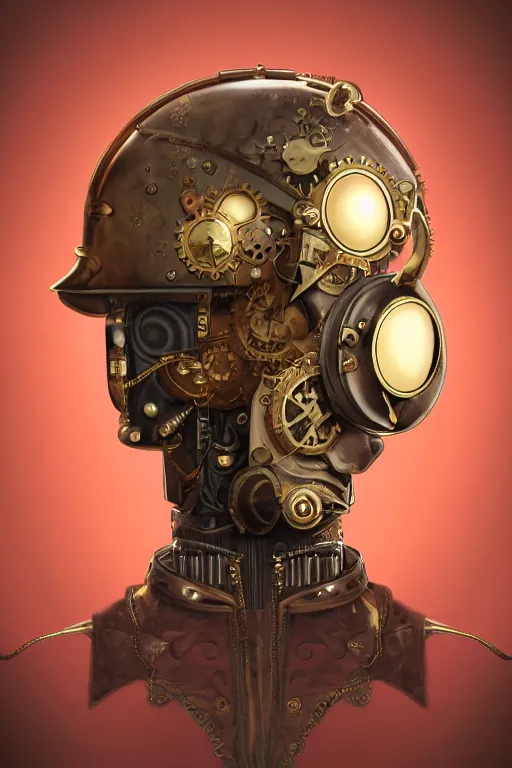 Image similar to steampunk helmet fantasy art mask robot ninja stylized digital illustration sharp focus, elegant intricate digital painting artstation concept art global illumination ray tracing advanced technology chaykin howard and campionpascale and cooke darwyn and davis jack