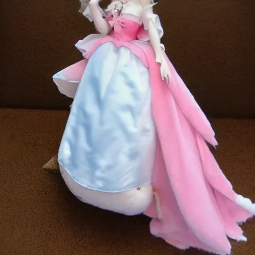 Image similar to cute fumo plush of a girl in a wedding dress, pink and blue, anime girl